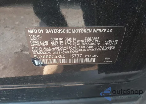 2014 BMW X5 xDrive35I из США, поврежденный, VIN 5UXKR0C5XE0H15737